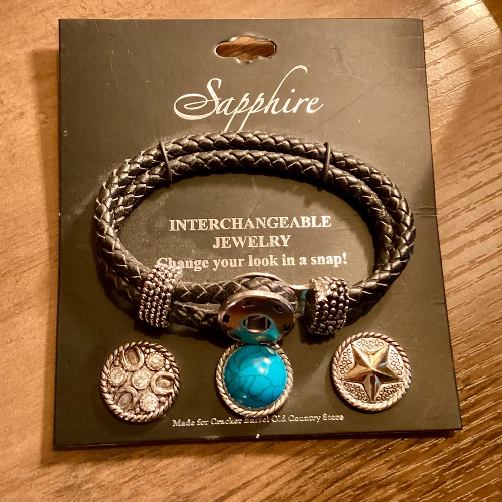 Cowgirl Braided Interchangeable Bracelet with Turquoise Charm